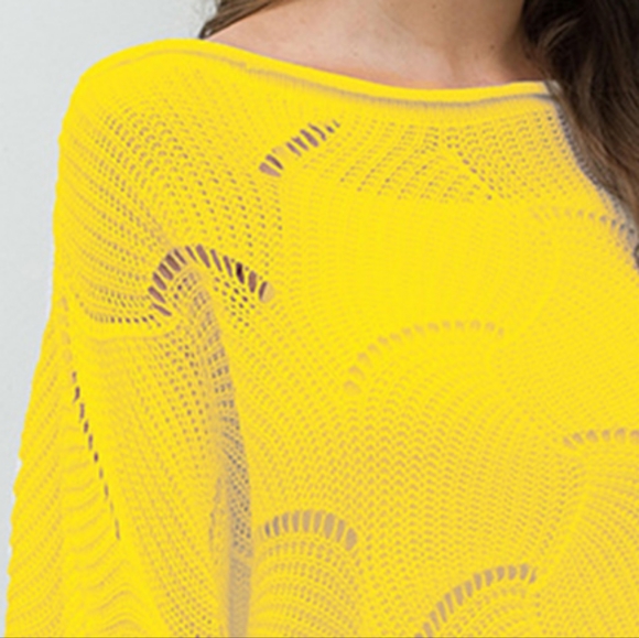 Yellow Openwork Knit Top - Picture 5 of 9